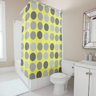 Yellow with Gray Polka Dots shower curtain