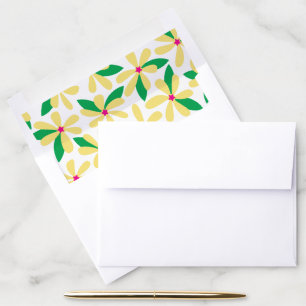 Yellow with Hot Pink Stars Flower Pattern Envelope Liner