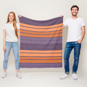 Yellow with lilac striped pattern fleece blanket