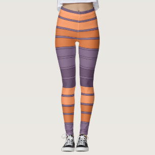 Yellow with lilac striped pattern  leggings