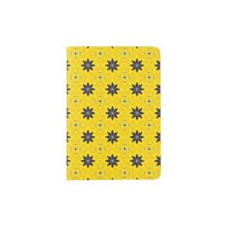 Yellow with Navy Blue Flowers Passport Holder