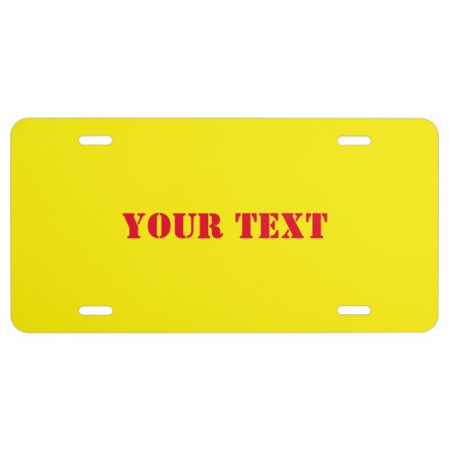 Yellow with red letters license plate
