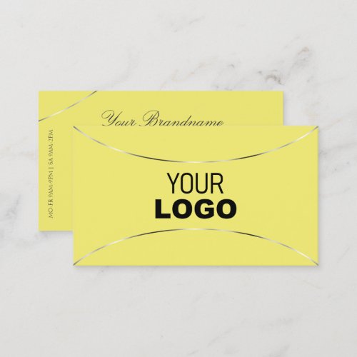 Yellow with Silver Decor and Logo Stylish Simply Business Card