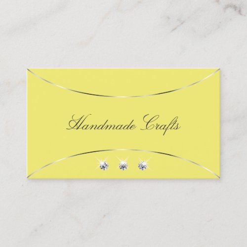 Yellow with Silver Decor and Sparkling Diamonds Business Card