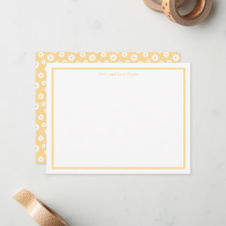 Yellow with White Daisy Pattern Note Cards
