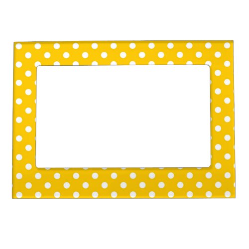 Yellow with white polka dots magnetic photo frame