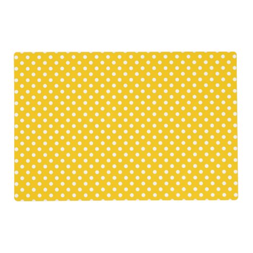 Yellow with white polka dots placemat