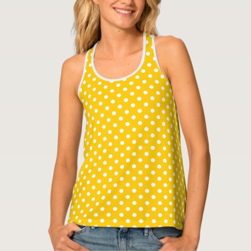 Yellow with white polka dots tank top