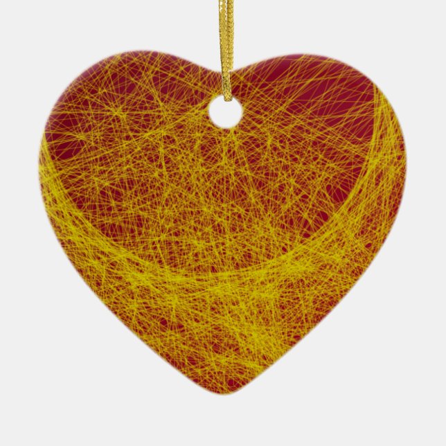 yellow  wood abstract art ceramic ornament (Front)