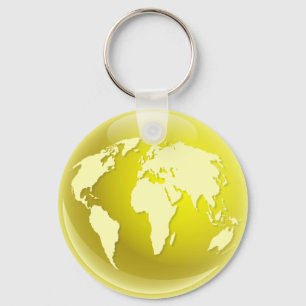 Yellow World Globe Keychain