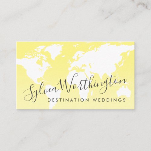 Yellow World Map Travel Business Card