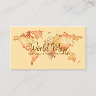 yellow World Map Travel International Trip Agent Business Card