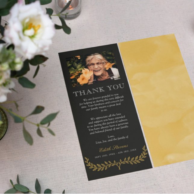 Yellow Wreath Photo Sympathy Thank You (Creator Uploaded)