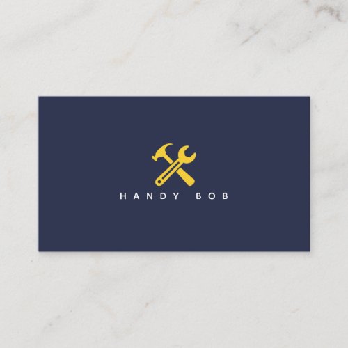 Yellow Wrench  Hammer on Blue Simple Handyman Business Card
