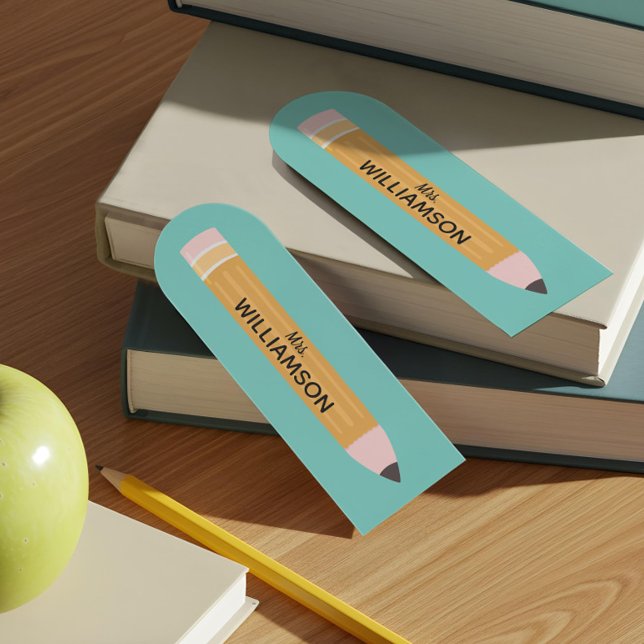 Yellow Writing Pencil Personalized Teacher Gift Bookmarks (Yellow Writing Pencil Personalized Teacher Gift Bookmarks)