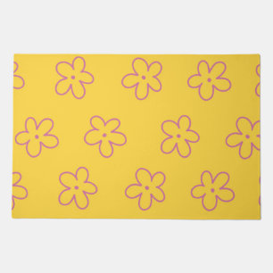 Yellow Y2K Wildflower Vibrant Retro Spring Decor Doormat