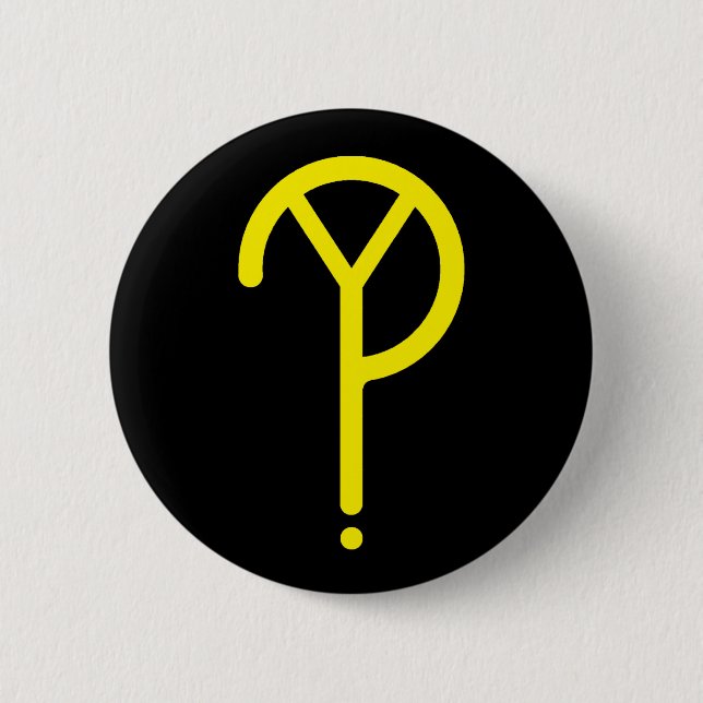 Yellow Y? Symbol- On Black Button (Front)