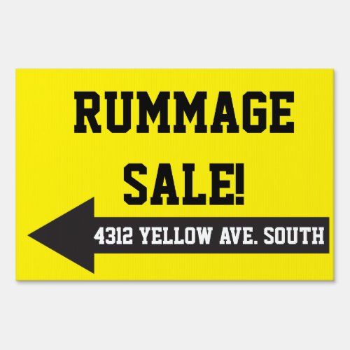 Yellow Yard Rummage Tag Lawn Garage Move Sale Sign
