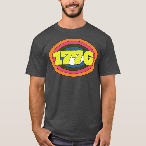 Yellow Year 1776 Rainbow Ellipse Vintage Typograph T_Shirt