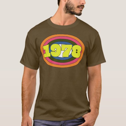 Yellow Year 1978 Rainbow Ellipse Vintage Typograph T_Shirt