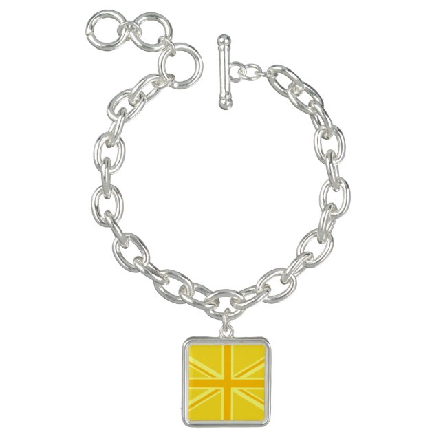 Yellow Yellow Union Jack British Flag Background Charm Bracelet (Product)