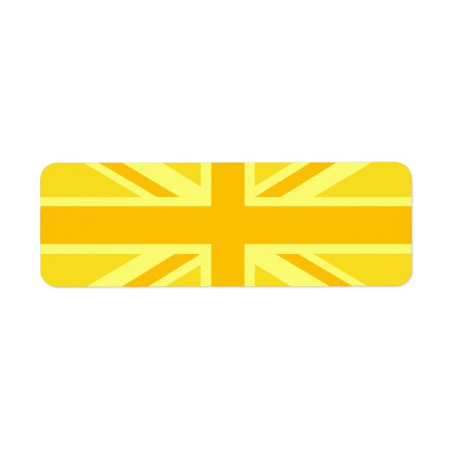 Yellow Yellow Union Jack British Flag Background Label (Front)