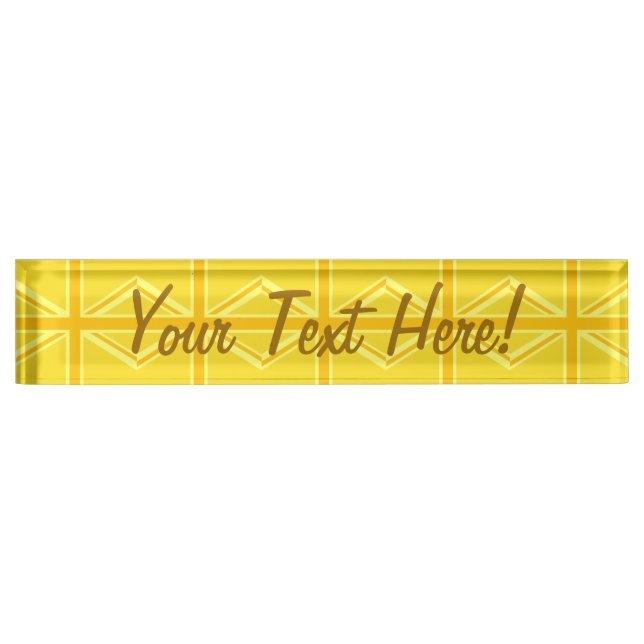 Yellow Yellow Union Jack British Flag Background Name Plate (Front)