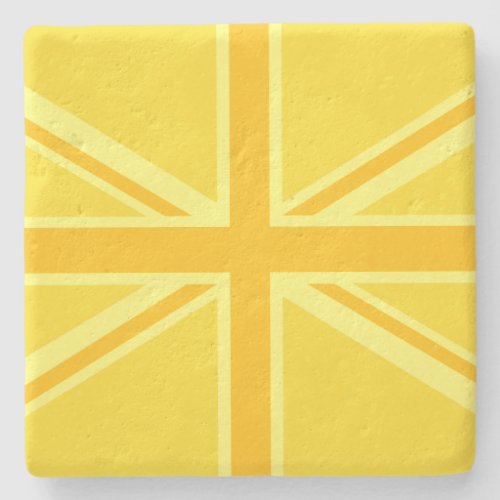 Yellow Yellow Union Jack British Flag Background Stone Coaster