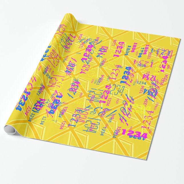 Yellow Yellow Union Jack British Flag Background Wrapping Paper (Unrolled)