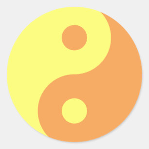 Yellow Yin Yang Symbol Classic Round Sticker