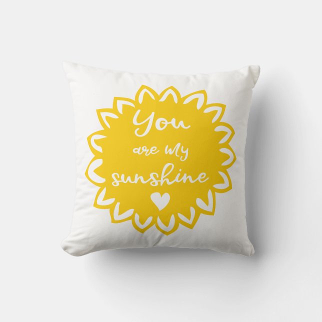 Yellow You Are My Sunshine - Add Photo and Name Throw Pillow (Front)