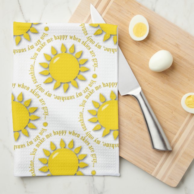 Yellow You Are My Sunshine Kitchen Towel (Quarter Fold)