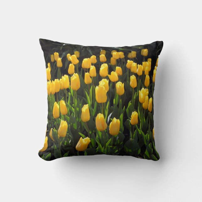 Yellow Yulips Throw Pillow (Front)