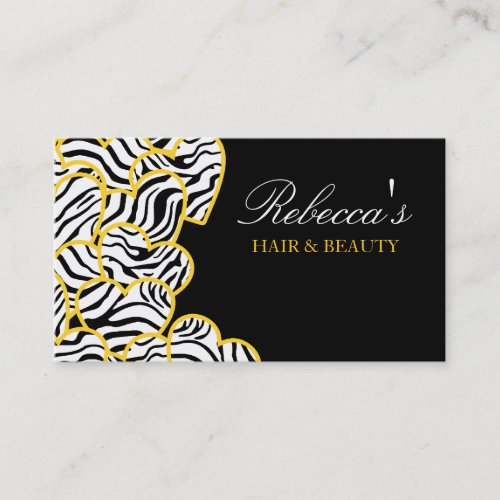 Yellow zebra Hearts Design Business Card