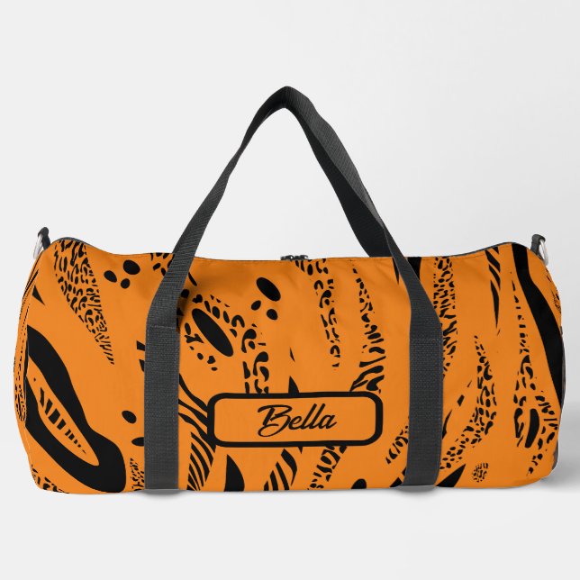 Yellow Zebra Pattern  Duffle Bag (Front)
