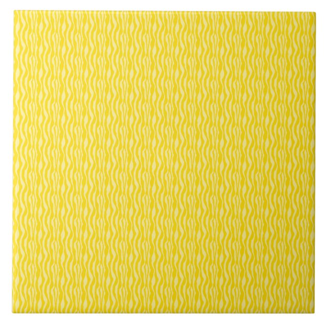 Yellow Zebra Print Pattern Ceramic Tile (Front)