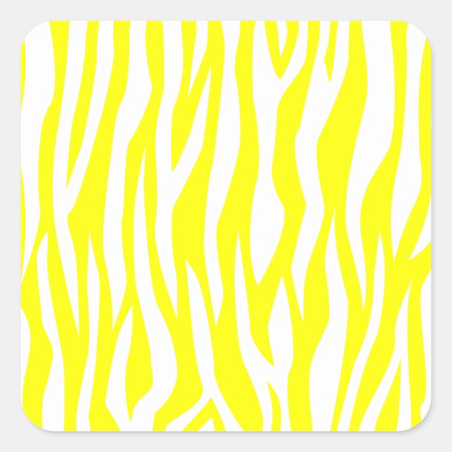 Yellow Zebra Print Square Sticker (Front)