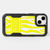 Yellow Zebra Print with monogram Otterbox iPhone Case (Back Horizontal)
