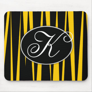 Yellow Zebra Stripes Monogrammed  Mousepads