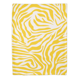Yellow Zebra Stripes Preppy Wild Animal Print Duvet Cover
