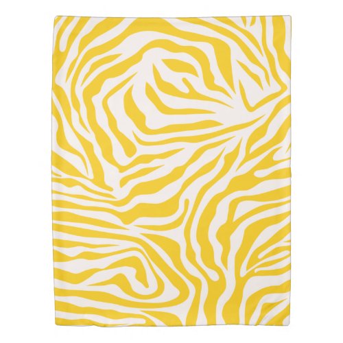 Yellow Zebra Stripes Preppy Wild Animal Print Duvet Cover