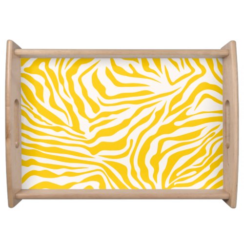 Yellow Zebra Stripes Preppy Wild Animal Print Serving Tray