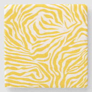 Yellow Zebra Stripes Preppy Wild Animal Print Stone Coaster