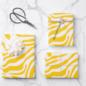 Yellow Zebra Stripes Preppy Wild Animal Print Wrapping Paper Sheets