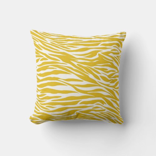 Yellow Zebra Stripes throw Pillow