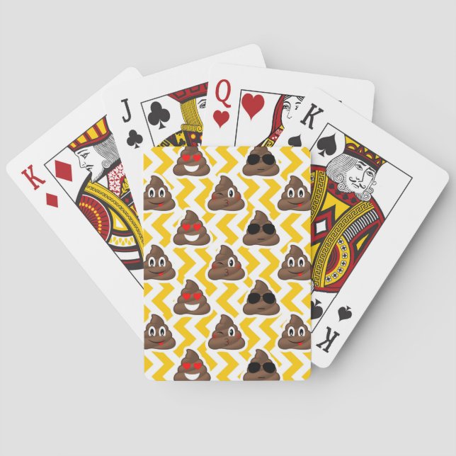 Yellow Zig Zag Poop Emojis Poker Cards (Back)
