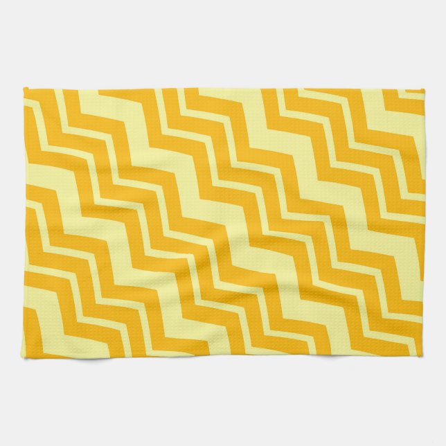 Yellow Zigzag Chevron Pattern Design  Kitchen Towel (Horizontal)