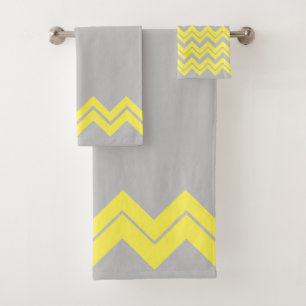 Yellow Zigzag on Gray 2 Bath Towel Set