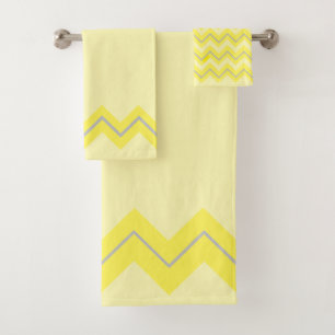 Yellow Zigzag on Gray 3 Bath Towel Set