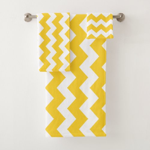 Yellow Zigzag Striped Bath Towel Set